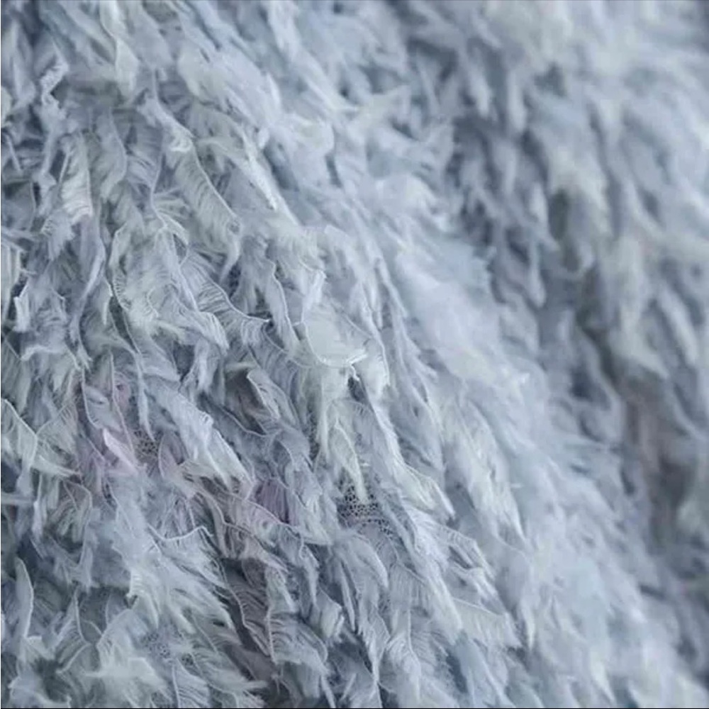 ZARA feather mini fuzzy skirt chic blue high waisted size S - Picture 3 of 7